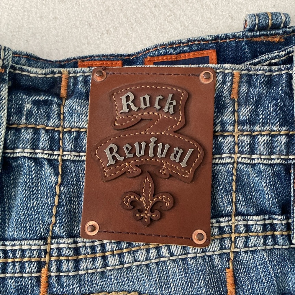 Vintage men’s Rock Revival denim Mick boot cut jeans size 36x30 - Picture 5 of 15
